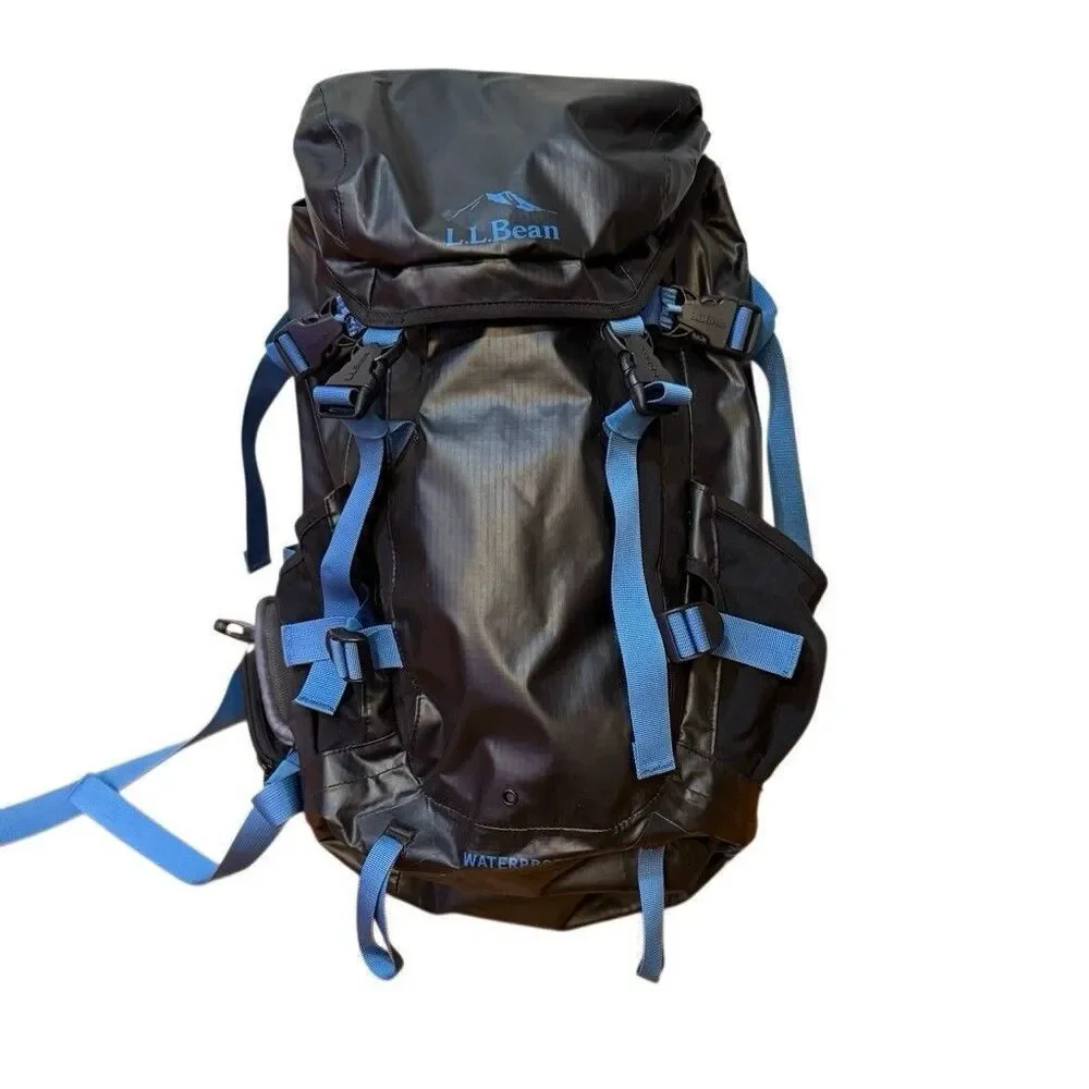 L.L. Bean All Conditions Daypack Hiking Backpack Waterproof 24L Black Blue